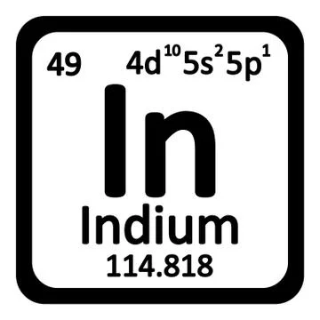 Periodic table element indium icon. Stock Illustration