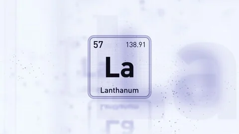 Periodic Table Element Lanthanum La Animation. Futuristic Minimal Design. Video stock 333459172