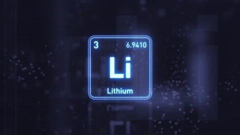 Periodic Table Element Lithium Li Animation. Futuristic Minimal Design. Видео 333459667