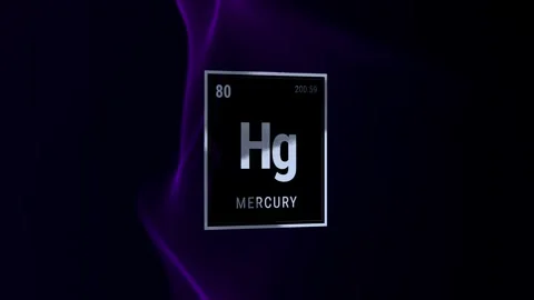 Periodic Table Element Mercury Symbol on Dark Background Video stock 336359310