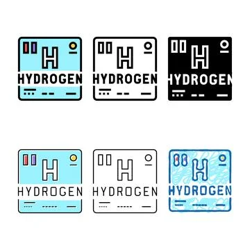 Periodic table element minimal hydrogen color icon vector Stock Illustration