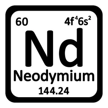Periodic table element neodymium icon. Illustrazione stock