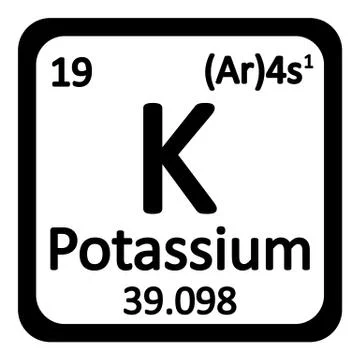 Periodic table element potassium icon. Stock Illustration