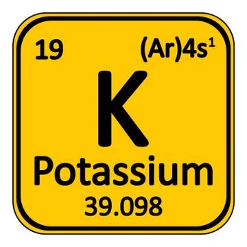 Periodic table element potassium icon. Illustrazione stock