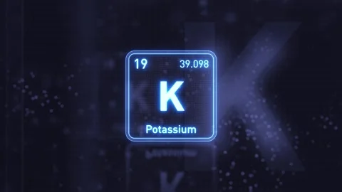 Periodic Table Element Potassium K Animation. Futuristic Minimal Design. Видео 333459657
