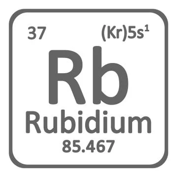 Periodic table element rybidium icon. Illustrazione stock