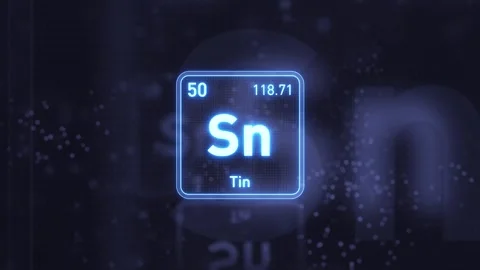 Periodic Table Element Tin Sn Animation. Futuristic Minimal Design. Stock-Footage 335660033