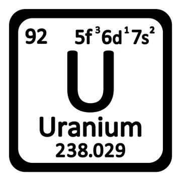 Periodic table element uranium icon. Stock Illustration