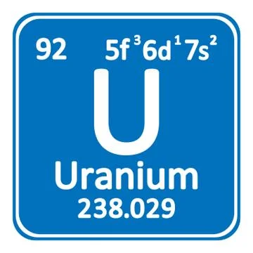 Periodic table element uranium icon. Illustrazione stock