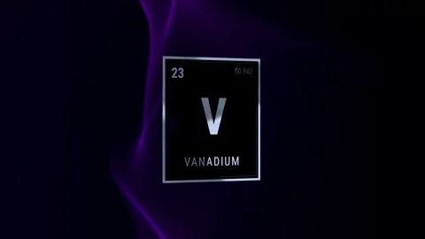 Periodic Table Element Vanadium (V) on Dark Background Видео 334721743