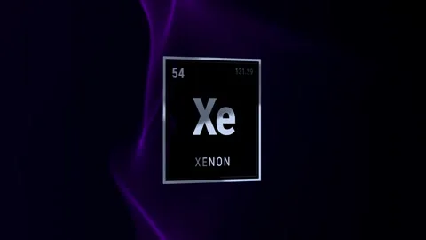 Periodic Table Element Xenon Symbol on Dark Purple Background Stock Footage 335881259