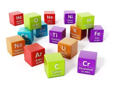 Periodic table elements. 3D illustration Stock Illustration