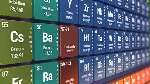 Periodic Table of the elements - 3d illustration Stock Illustration