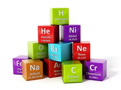 Periodic table elements. 3D illustration Periodic table elements isolated ... 写真素材