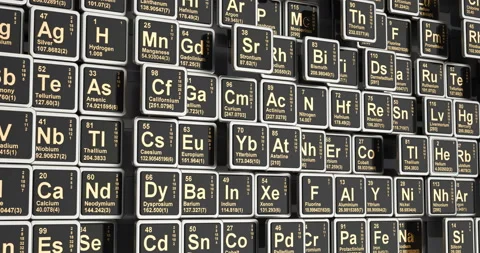 Periodic Table of the Elements 3d video, loop animation. 3D rendering Stock Footage 100332572