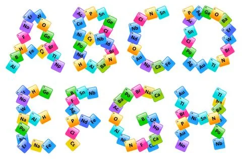 Periodic Table Of Elements Alphabet Letters A-H Stock Illustration