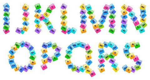Periodic Table Of Elements Alphabet Letters I-S 스톡 일러스트