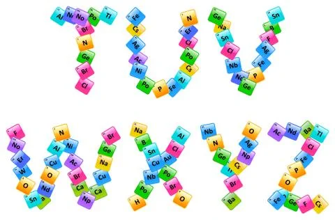 Periodic Table Of Elements Alphabet Letters T-Z Stock Illustration