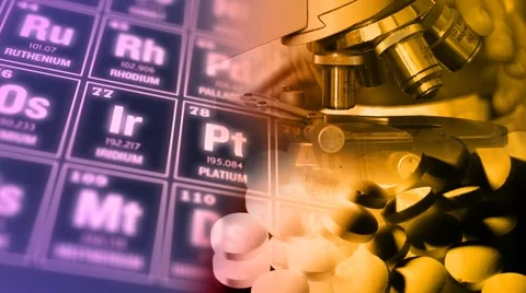 Periodic table of elements and laboratory tools. Science concept. Stock Footage 62257380