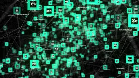 Periodic table of elements animation, Seamless 3d science, Science background Stock Illustration