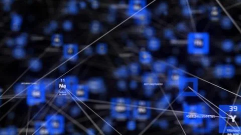 Periodic table of elements animation, seamless 3d science. Medical science Stock Illustration