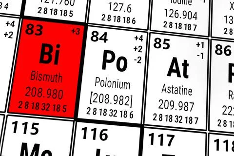 Periodic table of the elements: Astatine, Bismuth, Polonium 스톡 일러스트