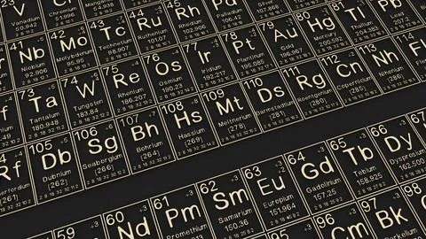 Periodic table of the elements on black blackground,history of chemical ele.. イラスト素材
