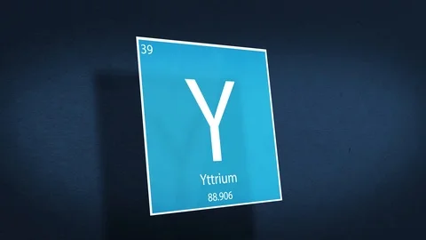 Periodic Table of Elements Cinematic Animated Series - Element Yttrium hovering  Stock Footage 118324975