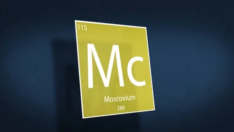 Periodic Table of Elements Cinematic Animated Series - Element Moscovium hoverin Stock Footage 120097538