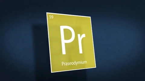 Periodic Table of Elements Cinematic Animated Series - Element Praseodymium hove Stock Footage 120579644