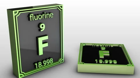 Periodic Table Of Elements - fluorine - F Stockbeeldmateriaal 155859557