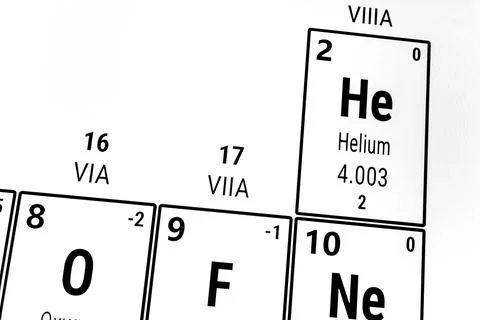 Periodic table of the elements: Helium Stockfoto's