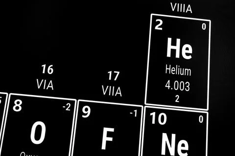 Periodic table of the elements: Helium Stock Photos