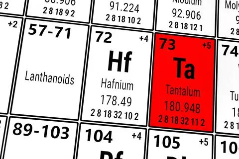 Periodic table of the elements: Lanthanoids, Hafnium, Tantalum Illustrazione stock