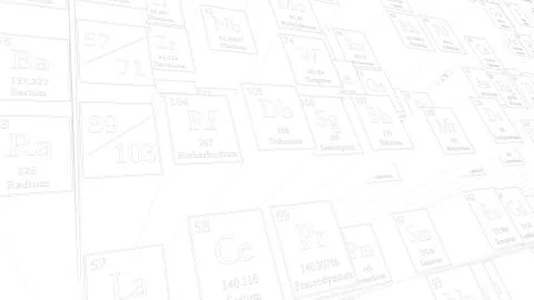 Periodic table of elements. Mendeleev`s table fragment. Illustrazione stock
