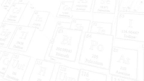 Periodic table of elements. Mendeleev`s table fragment. Illustrazione stock