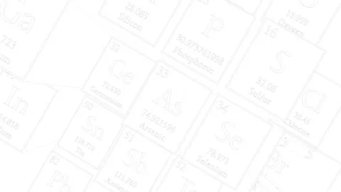 Periodic table of elements. Mendeleev`s table fragment. Stock Illustration
