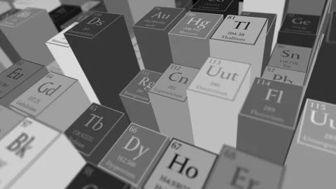 Periodic table of elements. Mendeleev`s table fragment. Stock Illustration