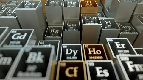 Periodic table of elements. Mendeleev`s table fragment. Stock Illustration