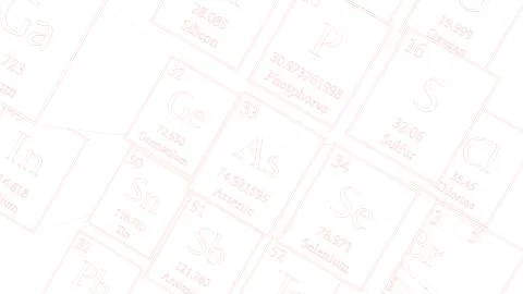 Periodic table of elements. Mendeleev`s table fragment. Stock Illustration