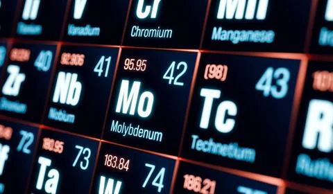  Periodic table of the elements, molybdenum. Periodic table of the element... 스톡 사진