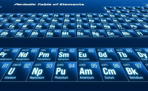  Periodic table of the elements, overview of the chemical elements. Period... 스톡 사진