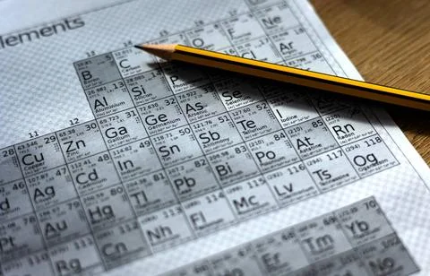  Periodic table of the elements. Page with the periodic table of the eleme... Stock Photos