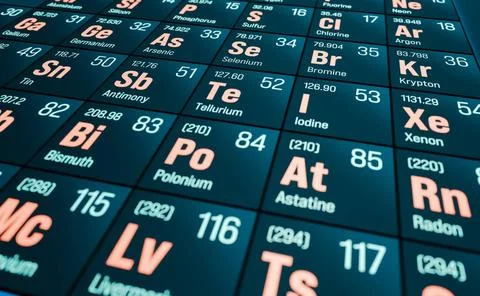  Periodic table of elements. Periodic table of the elements. Close-up of a... Stock Photos