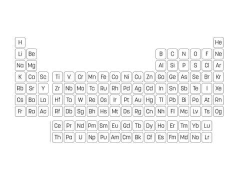 Periodic table of elements. Simple table with symbols of chemical elements 스톡 일러스트