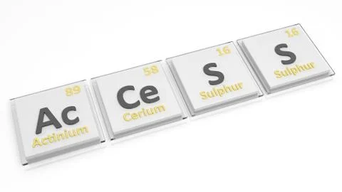 Periodic table of elements symbols used to form word Access, isolated on whit 스톡 일러스트