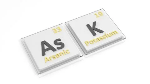 Periodic table of elements symbols used to form word Ask, isolated on white. Stock Illustration
