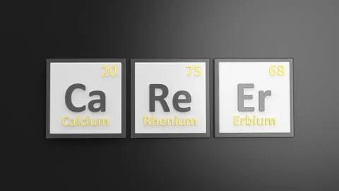Periodic table of elements symbols used to form word Career, isolated on blac 스톡 일러스트
