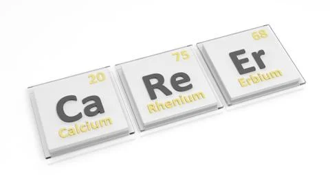 Periodic table of elements symbols used to form word Career, isolated on whit Stock Illustration