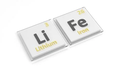 Periodic table of elements symbols used to form word Life, isolated on white. Illustrazione stock